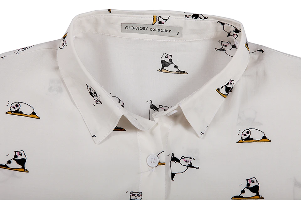 GLO-STORY Женская Повседневная блуза с принтом панды, рубашки с длинным рукавом для женщин, Весенняя женская одежда, новинка, WCS-8013