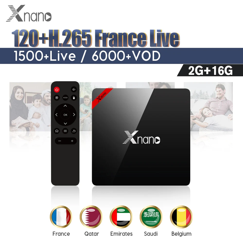 

IP TV Box Arabic XNANO Smart Android 6.0 Amlogic S905X 2G 16G QHDTV PRO Subscription 1 Year IPTV Europe French Arabic IPTV Box