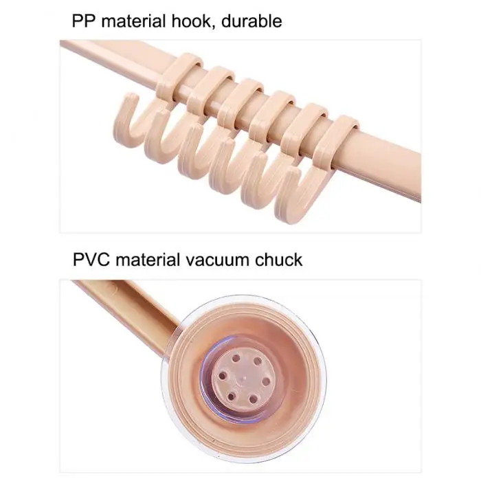 Настенный дверной крючок, настенный вакуумный стеллаж на присоске, 6 крючков, держатель для полотенец, ванной комнаты, кухни, вешалка E2S