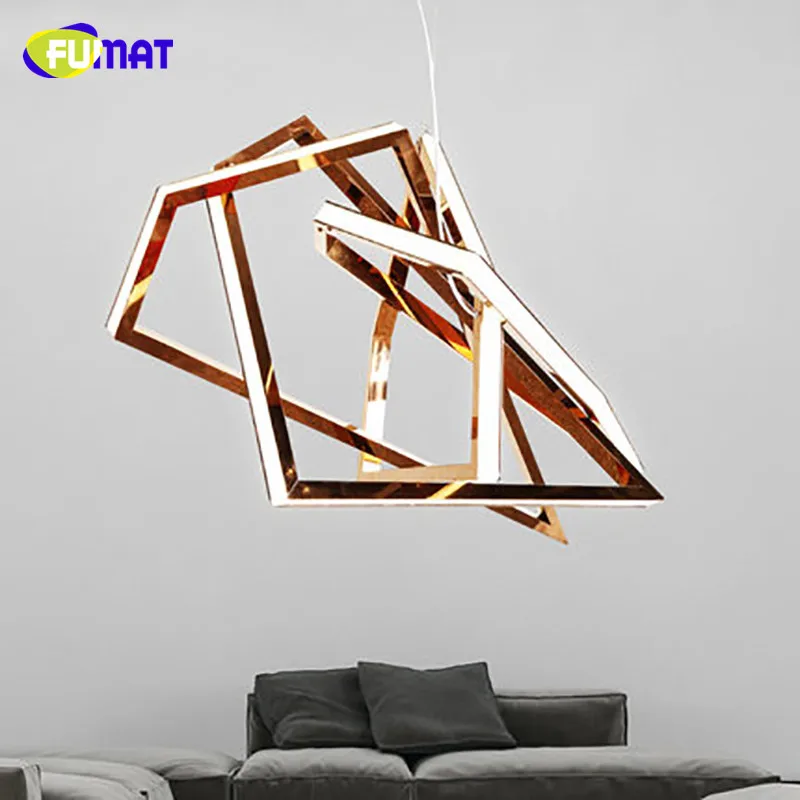 

FUMAT Irregular Rhombus Pendant Lights Modern Art Hanging Light Fixtures Dinning Room Nordic Stainless Steel LED Pendant Lamps