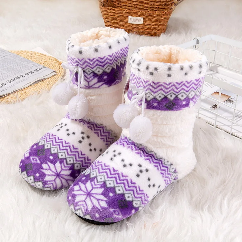 

Oeak 2019 Winter New Shoes Woman Home Slippers Girls Christmas Indoor Shoes Warm Contton Slipper Plush Pantufa Soft