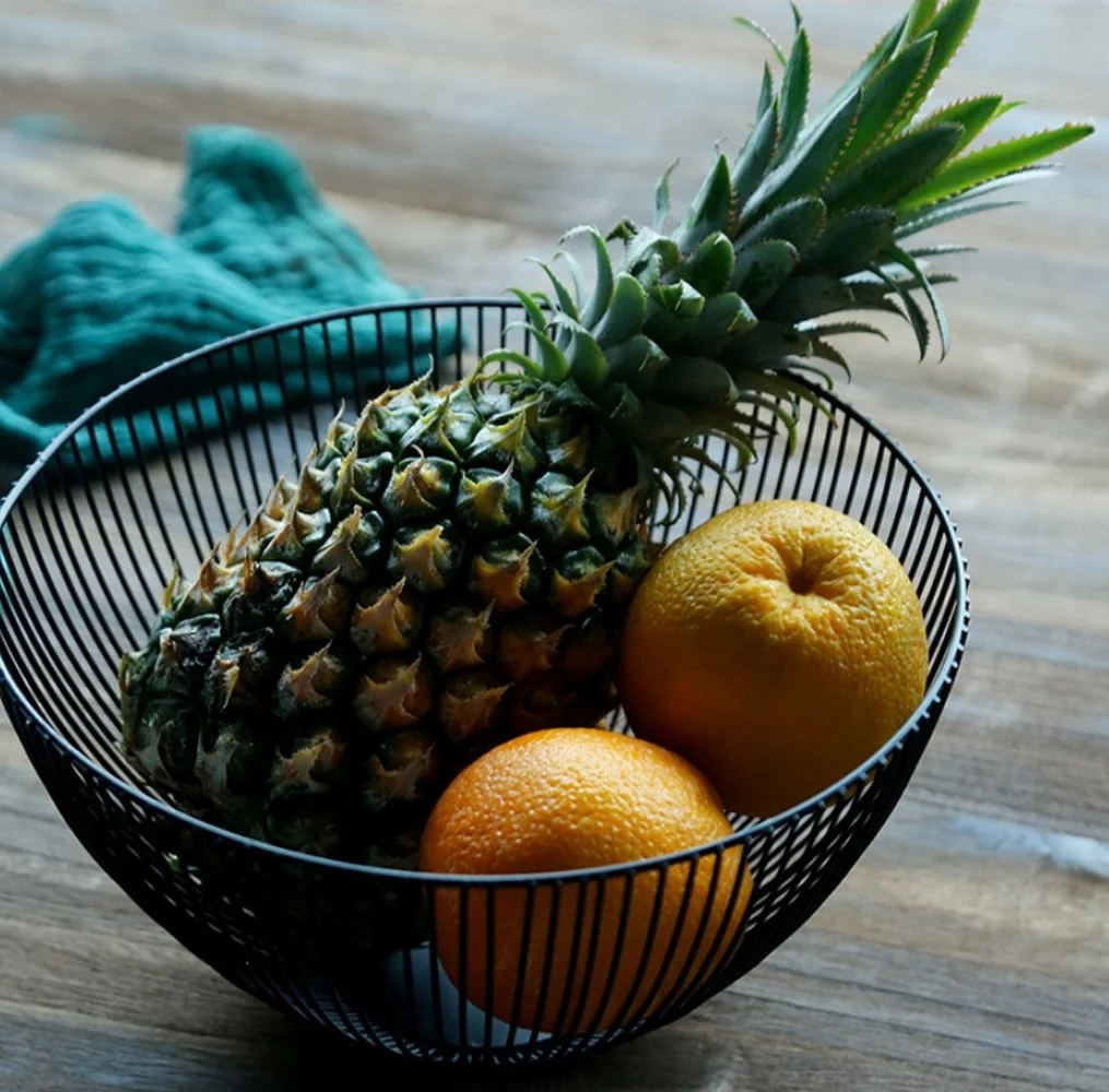 Wrought Iron Fruit Basket Creative Simple Hollow Metal Baskets Restaurant Living Room Home Storage Basket For Home Storage
