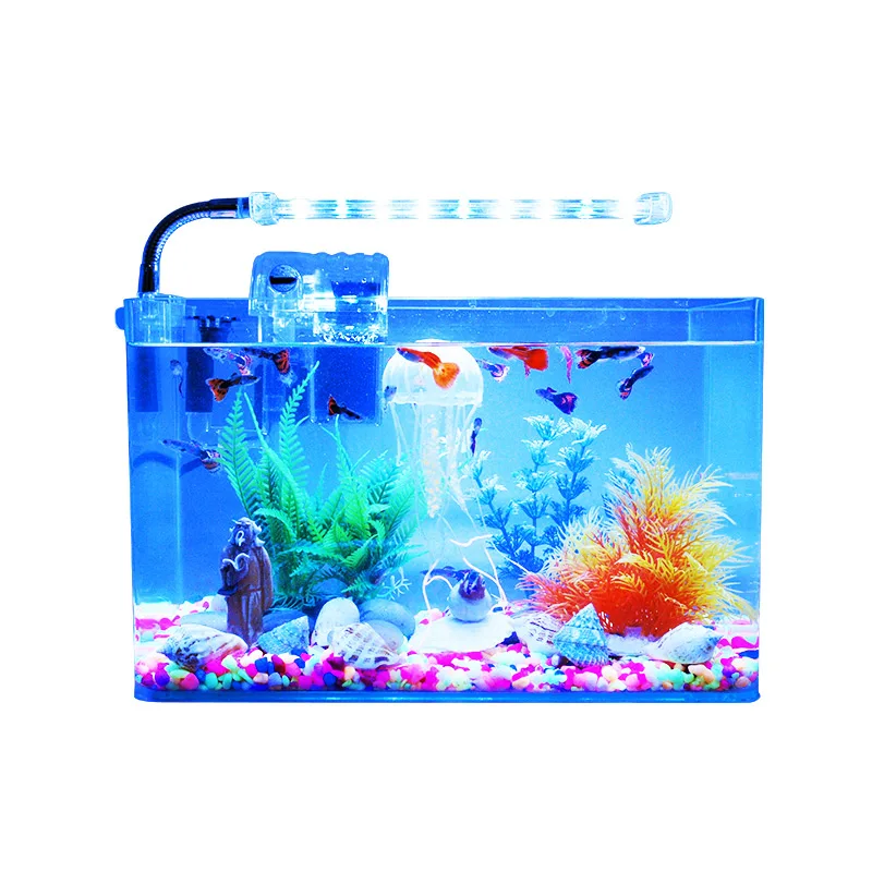 

Fish Tank Transparent Hot Curved Square Glass Ecological Goldfish Tank Tortoise Tank Living Room Small Mini Desk Aquarium