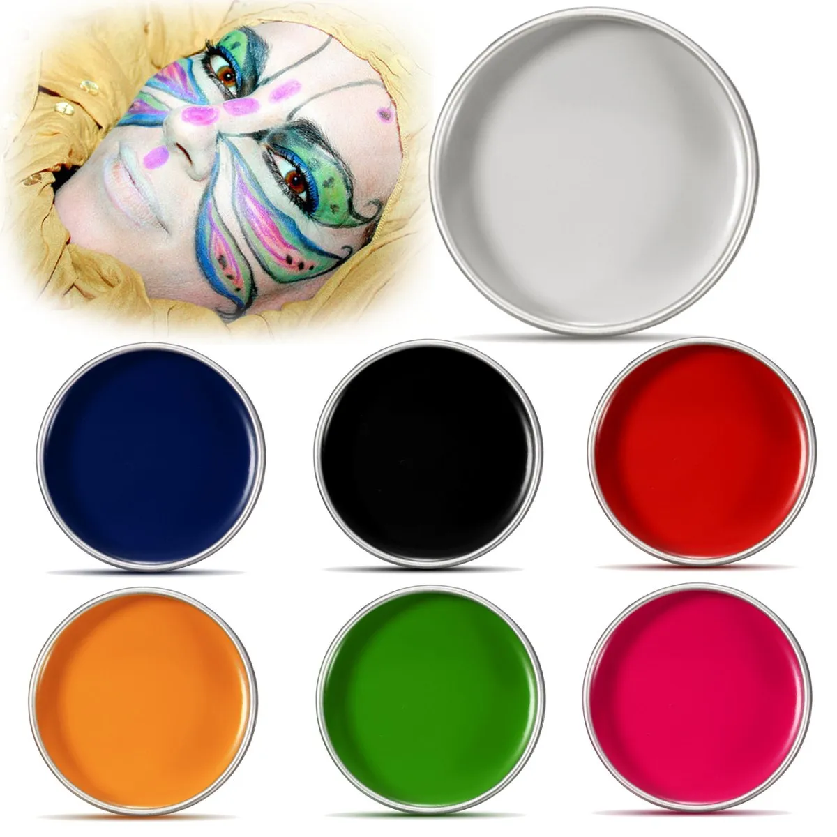 Grasso Viso Corpo Vernice Trucco di Arte Pittura Pigmento Disegno Flash Glow Colore Fancy Vernice Per La Festa di Halloween Fancy Carnevale in Grasso Viso