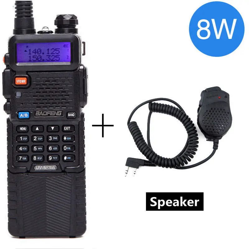 Baofeng UV-5R, 8 Вт, мощная портативная рация, Comunicador, 3800 мА/ч, 10 км, радиосвязь cb, набор, 8 Вт, UV5R, для леса, города - Цвет: add speaker