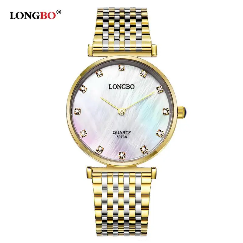 Модные часы LONGBO LuxuryBrandClassic для пар, часы для влюбленных в деловом стиле для мужчин и женщин, кварцевые амулеты, аналоговые наручные часы - Цвет: Gold Band Man