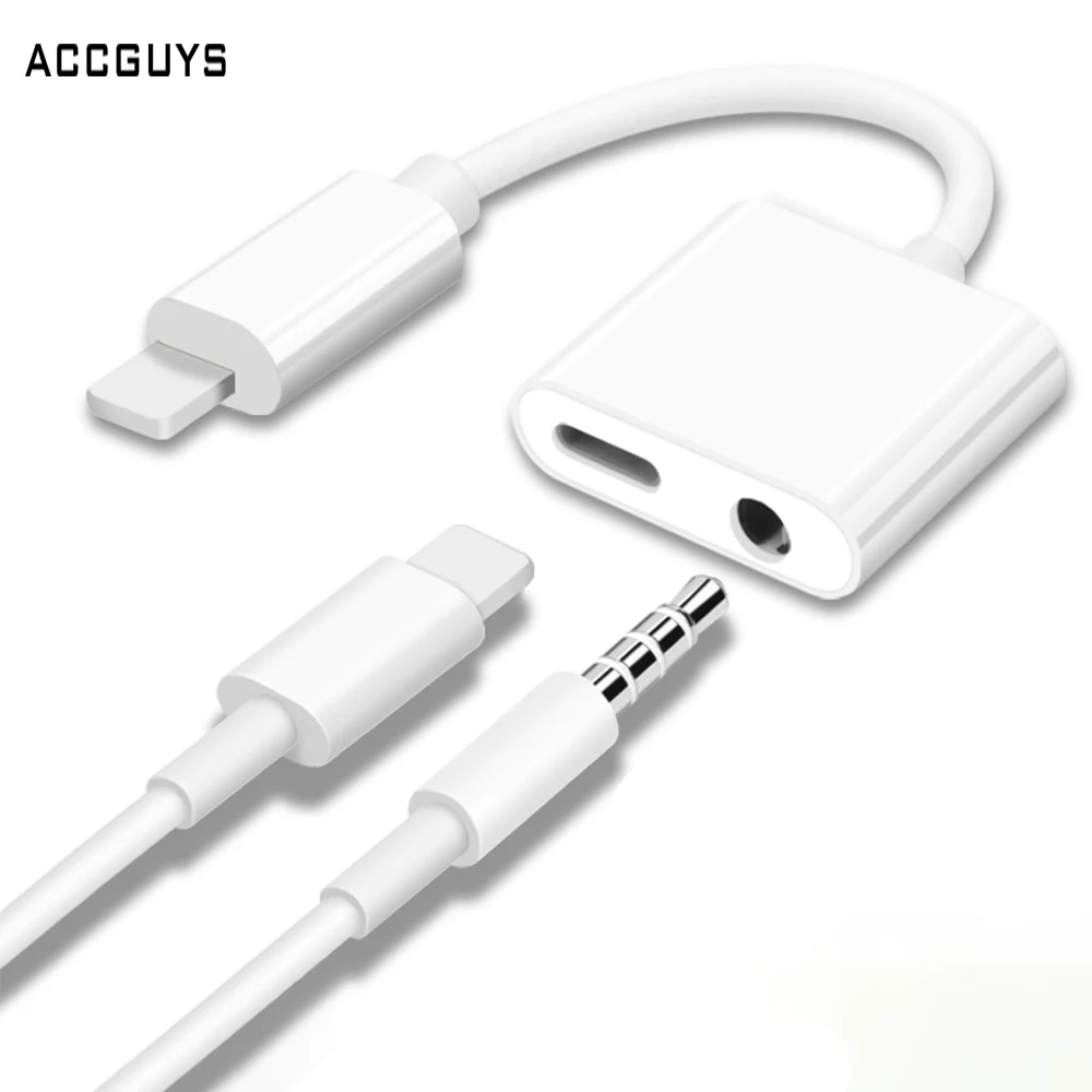 Адаптер ACCGUYS для iPhone 7 8 X Plus разветвитель зарядки аудио разъем двойной освещения 3 5
