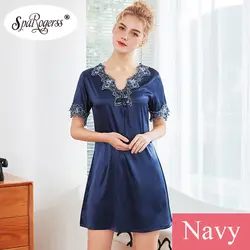 2019 новые пижамы Для женщин Летняя Ночная рубашка Lounge сексуальный Sleepdress дома платье вискоза Ночная сорочка с короткими рукавами одежда для