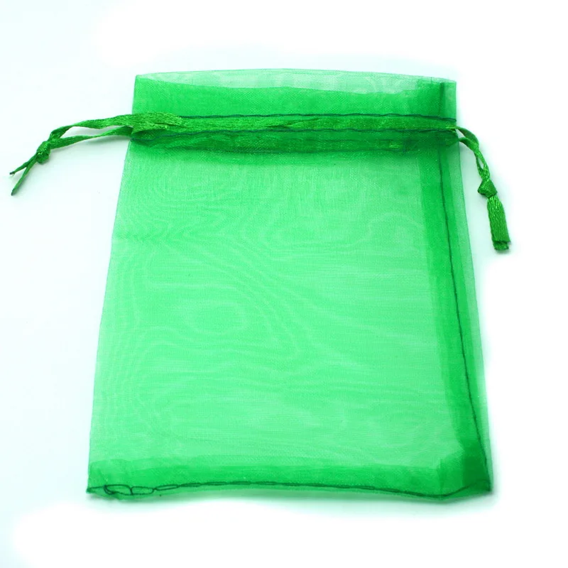 10 шт./пакет выбор 15 цветов Упаковка ювелирных изделий Organza Сумки Из Органзы 7x9 см, подарочные пакеты и пакеты, упаковочные сумки - Цвет: Green