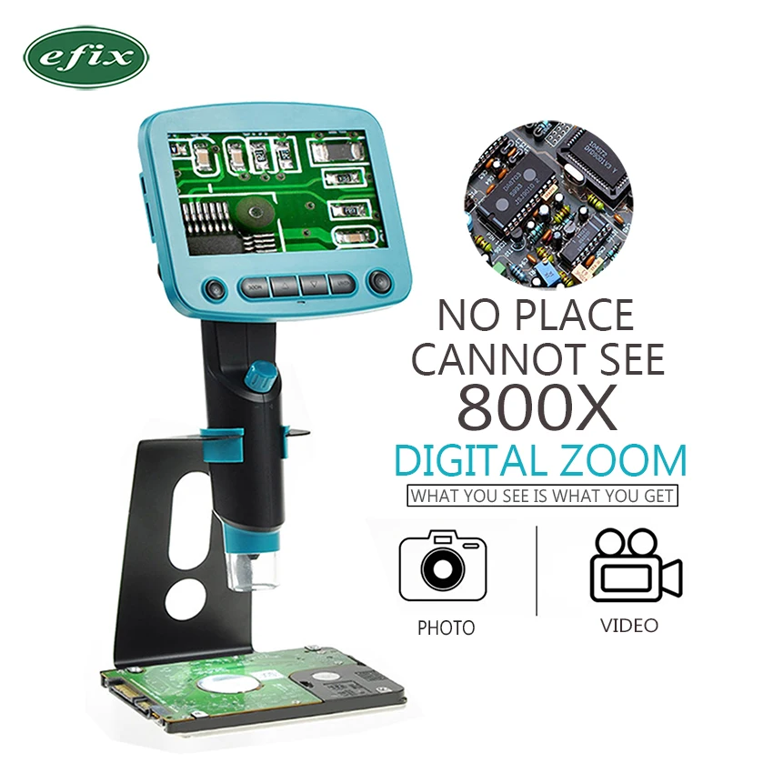 

800x 4.3 Inch LCD Display Portable USB Digital Microscope High Brightness 8 LEDs Electron microscope for Industry Soldering