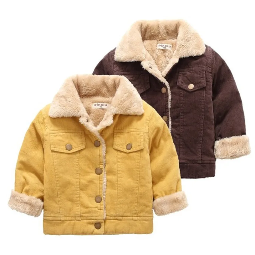 Зимняя куртка для девочек и мальчиков; пальто из овечьей шерсти; плотное вельветовое детское теплое пальто; детская одежда; зимний комбинезон; Верхняя одежда; От 1 до 5 лет;