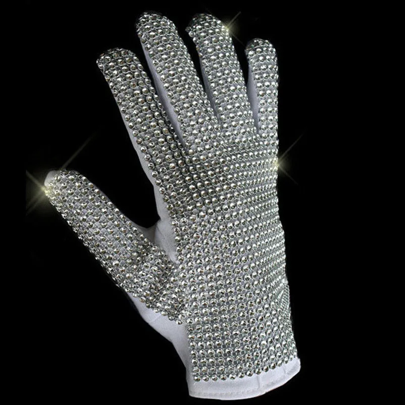 

MJ Michael Jackson Classic Silver Handmade Billie Jean Shining Glove Imitate performance Collection