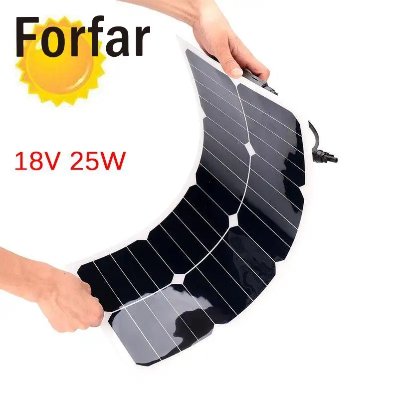 Fofar 18 В 25 Вт Панели Солнечные Банк гибкие автомобилей автомобиля Авто солнечной энергии Батарея Панель доска для Открытый инструмент