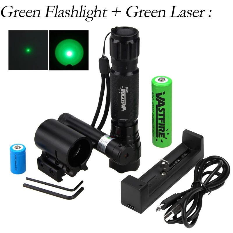 Lanterna + Ponto Luz ao ar Tactical Scout Arma Livre Caça Laser Verde 20mm Pistolas Lazer Vista Ferroviário Montagem Cr2 18650 Carregador Usb 10 caça lanterna + ponto laser verde 20mm
