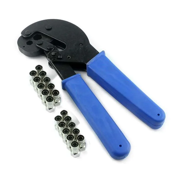 

Coaxial crimping Tool Coax Cable Crimper Kit +20PCS RG6 F Hex Crimp Connectors