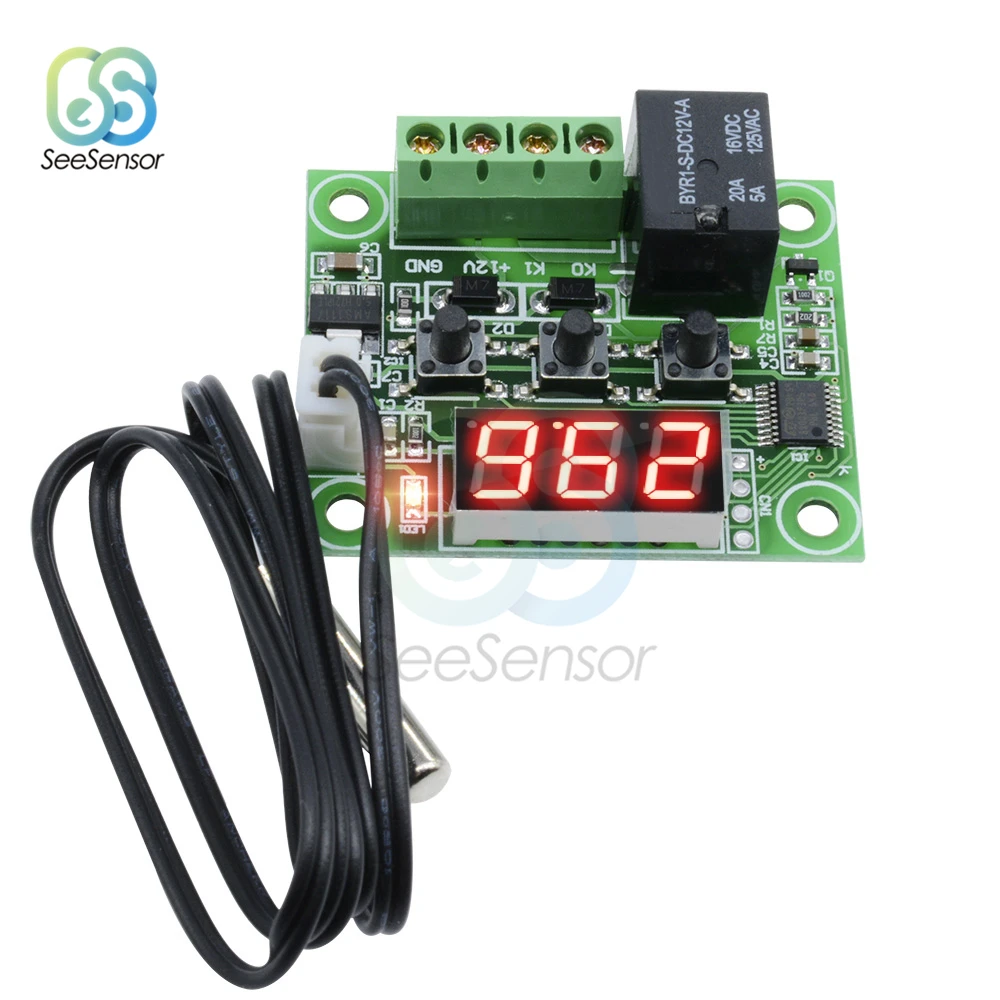 

W1209 DC 12V LED Digital Thermostat Temperature Control Thermometer Controller Switch Module Waterproof NTC Sensor