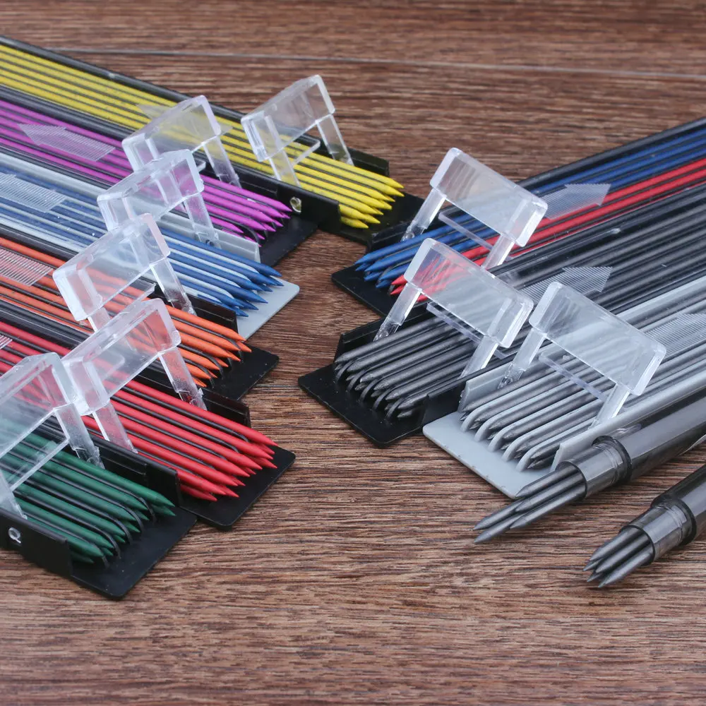 Lápis Grosso Chumbo Colorido Desenho Automático Núcleo Mecânico Cor 2mm