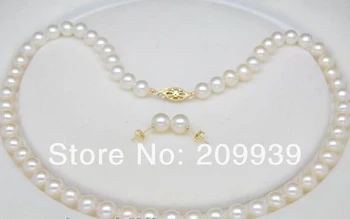 

huij 002247 14K YG Natural 8-9MM AAA+ white pearl jewelry sets
