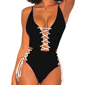 

JAYCOSIN 2019 Fashion Women Brief Bra Sets Sexy One Piece wear Bodysuit Solid Color Bandage Bikini plus size beach Bra suits A#