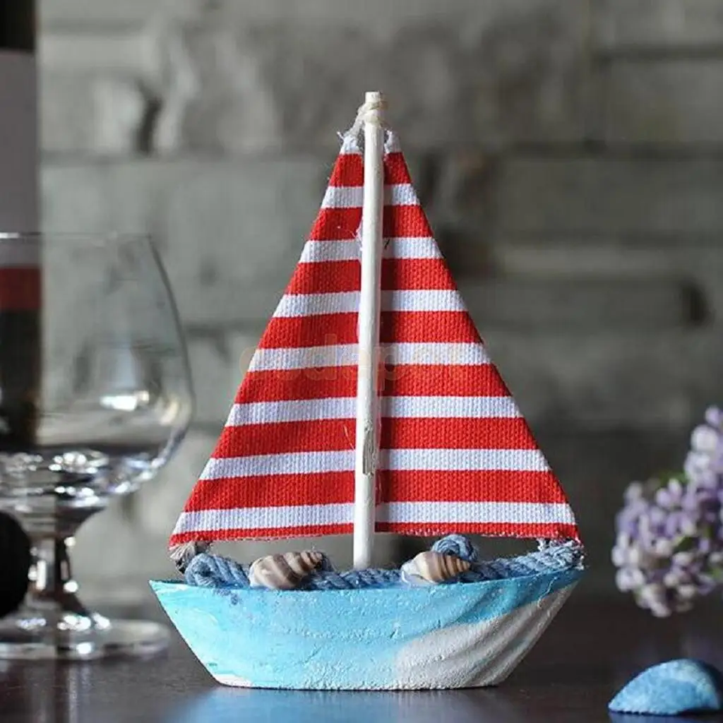 Handcrafted Wooden Nautical Sailing Boat Ornament Home Desktop Decor Christmas Gift
