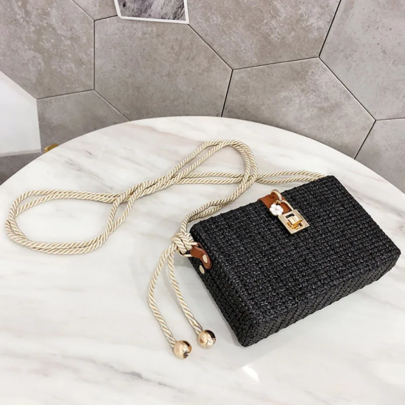 Women Hot Straw Bags Female Summer Beach INS Popular Handbags Lady Casual Rattan Shoulder Bag Travel Woven Mini Crossbody SS0401 (12)