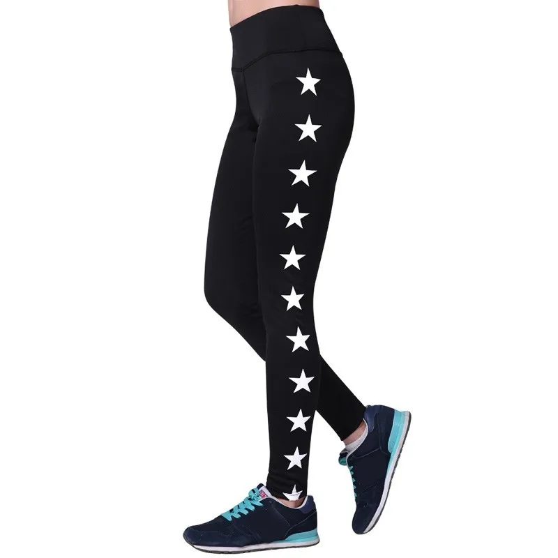 MAIJION Высокая талия женские штаны для йоги Леггинсы с принтом звезды тонкие спортивные брюки Высокоэластичный, для фитнеса штаны для бега для женщин