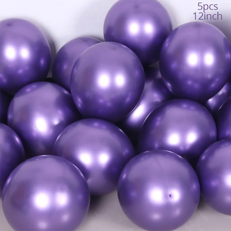 5 шт. 12 дюймов блестящие металлические жемчужные шары плотный воздушный шар металлический блеск Globos шар для дня рождения Свадебные украшения - Цвет: 5pcs purple