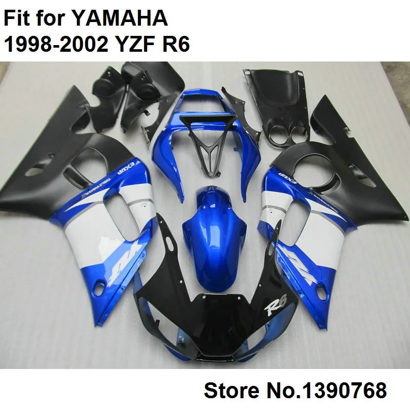7 бесплатных подарков обтекатель кузова Набор для Yamaha YZF R6 98 99 00 01 02 синий белый черный мотоцикл Обтекатели набор R6 1998-2002 FB-72
