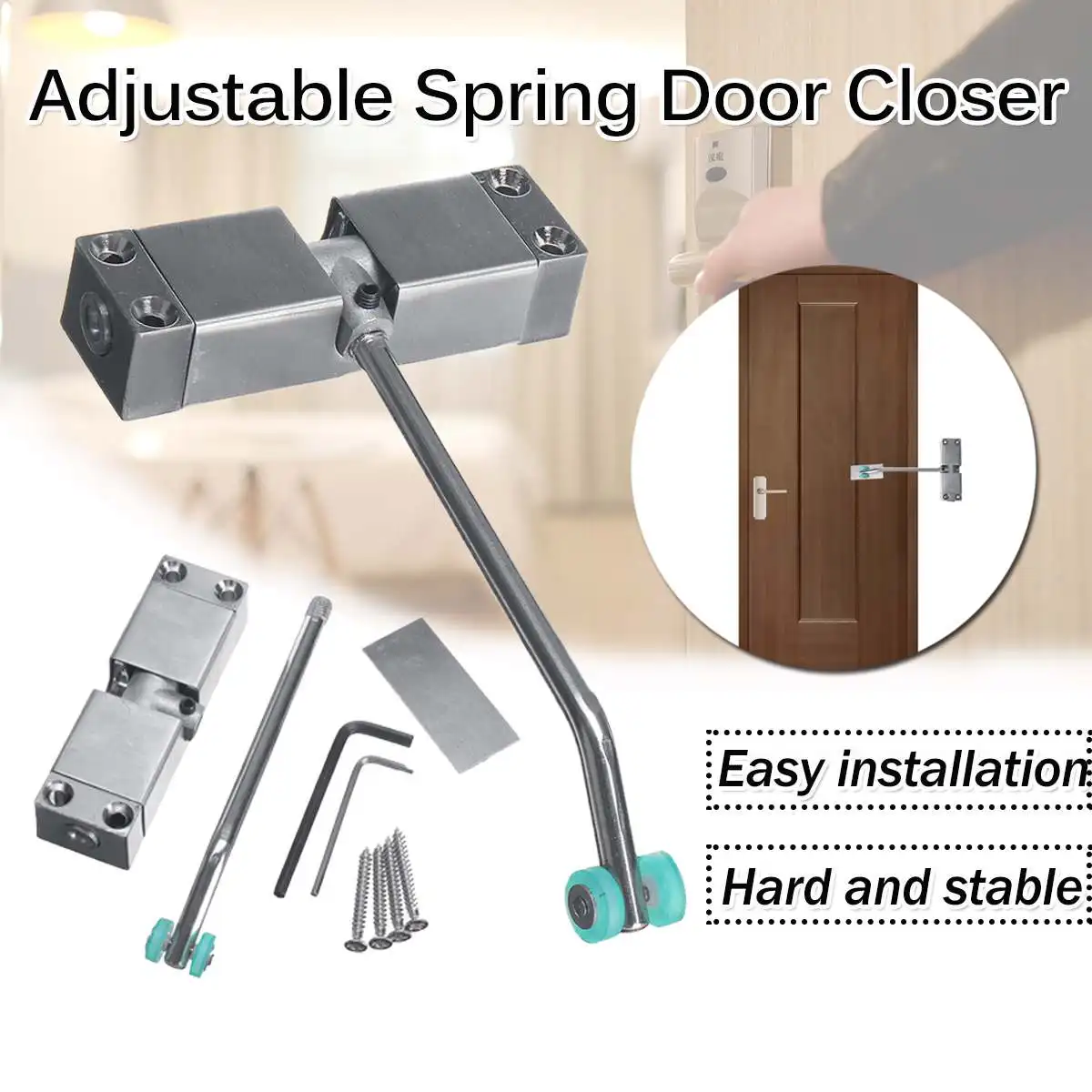 Stainless Steel Adjustable Spring Door Closer Automatic Door Closer for 20-40KG Door Fixed for Fire Doors Automatic Door Closer