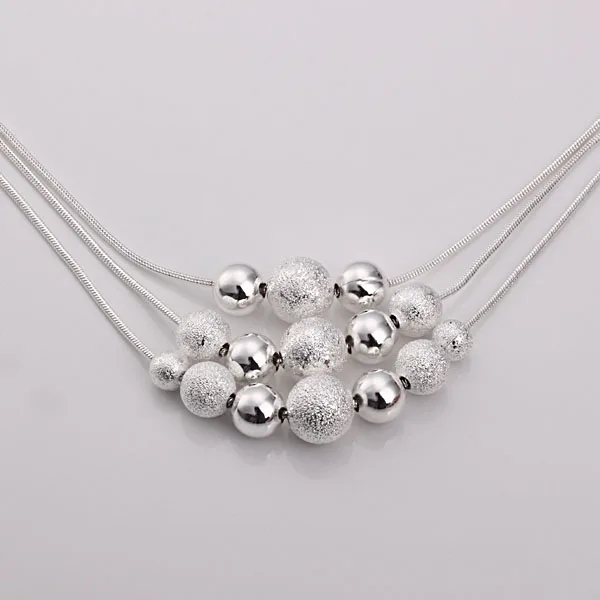 

925 Sterling Silver Jewelry Multi Balls Necklace Free Shipping Brand New RM045