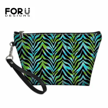 

FORUDESIGNS Women's Mini Cosmetic Bags 3D Animal Zebra Pattern Girls Storage Make Up Pouch Travel Cases Small Female Organizer