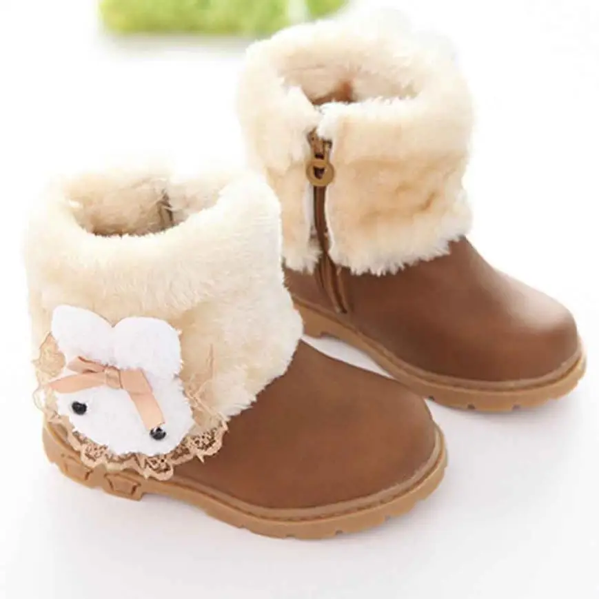 Hola Kitty de encaje zapatos de chica de moda lindo invierno Bebé Niño de algodón de estilo bota botas para la nieve caliente zapatos Infantil Niña