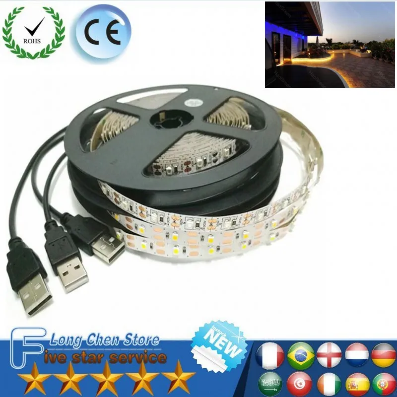 IP20 не водонепроницаемый DC 5 в 1 м 2 3 4 RGB USB книжный светильник лампочка полоса лента