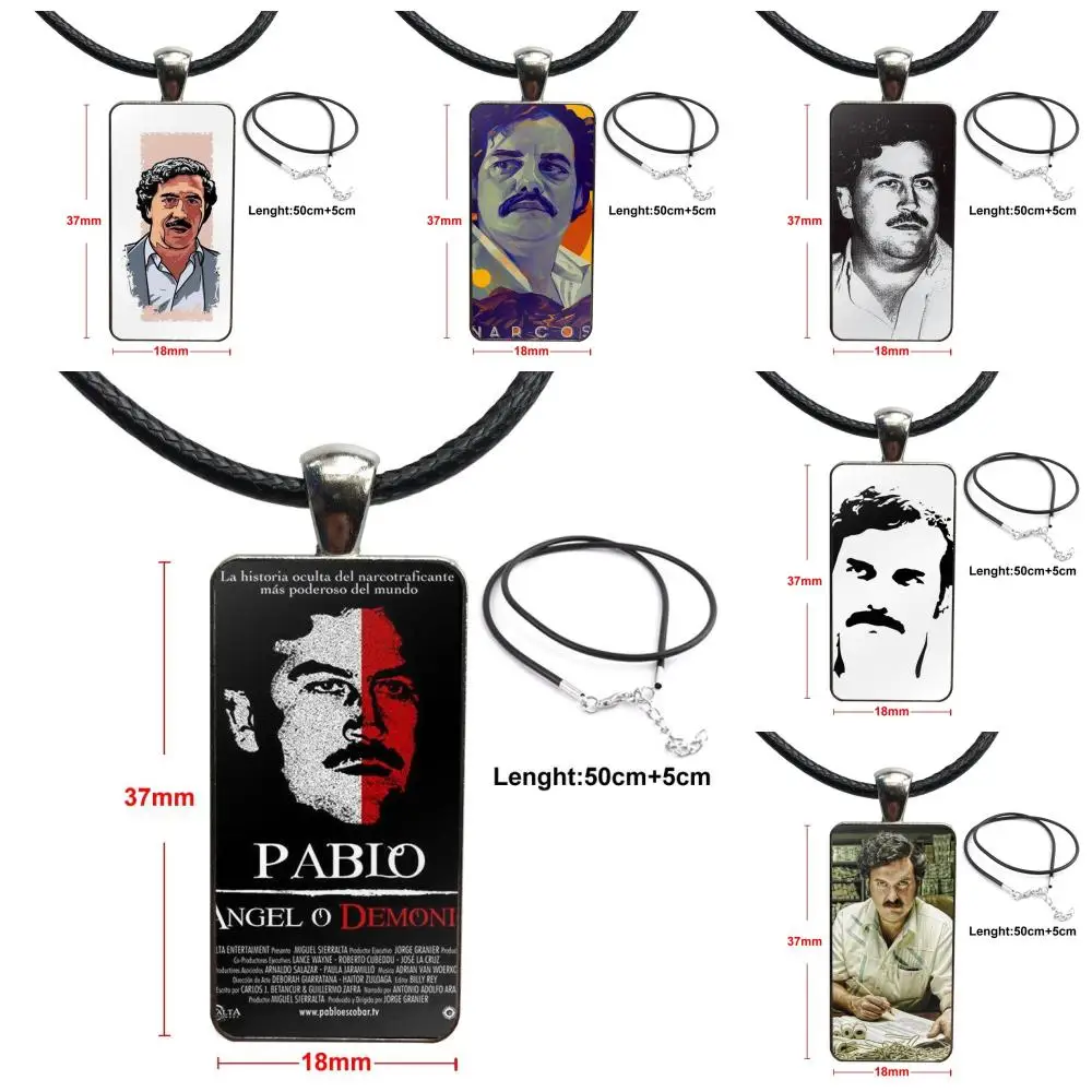 

Narcos Tv Show Pablo Escobar Fashion Glass Cabochon Pendant Necklace With Women Steel Plated Statement Jewelry For Girls
