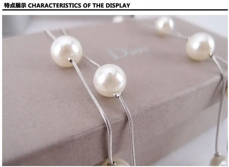 Korean version of the multi-layer fashion double-layer pearl sweater chain long decorative necklace