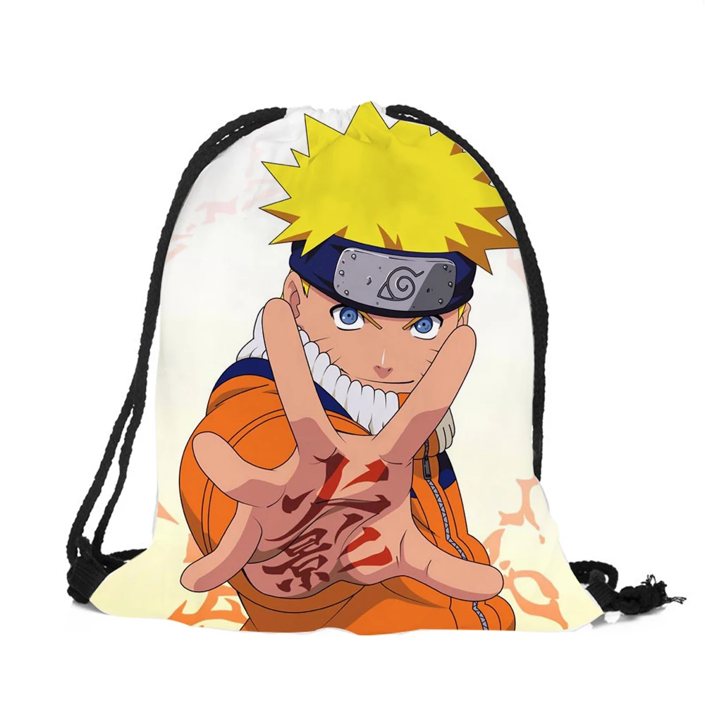  Popular comic character series Naruto prints Drawstring Backpack Mochila Feminina boys Casual Polye - 32916222278