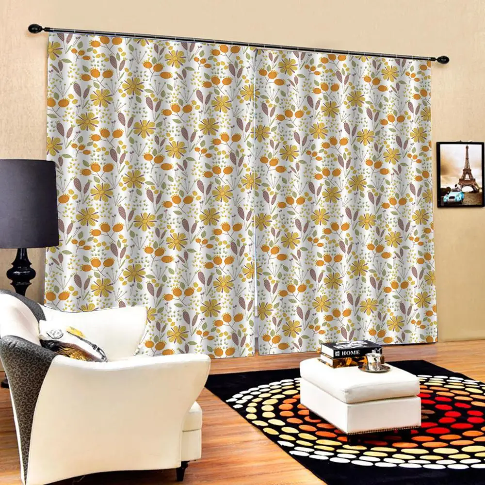 

Fresh flower curtains Fashion Customized 3D Curtain photo Blackout Window Drapes Luxury 3D Curtains For Living room
