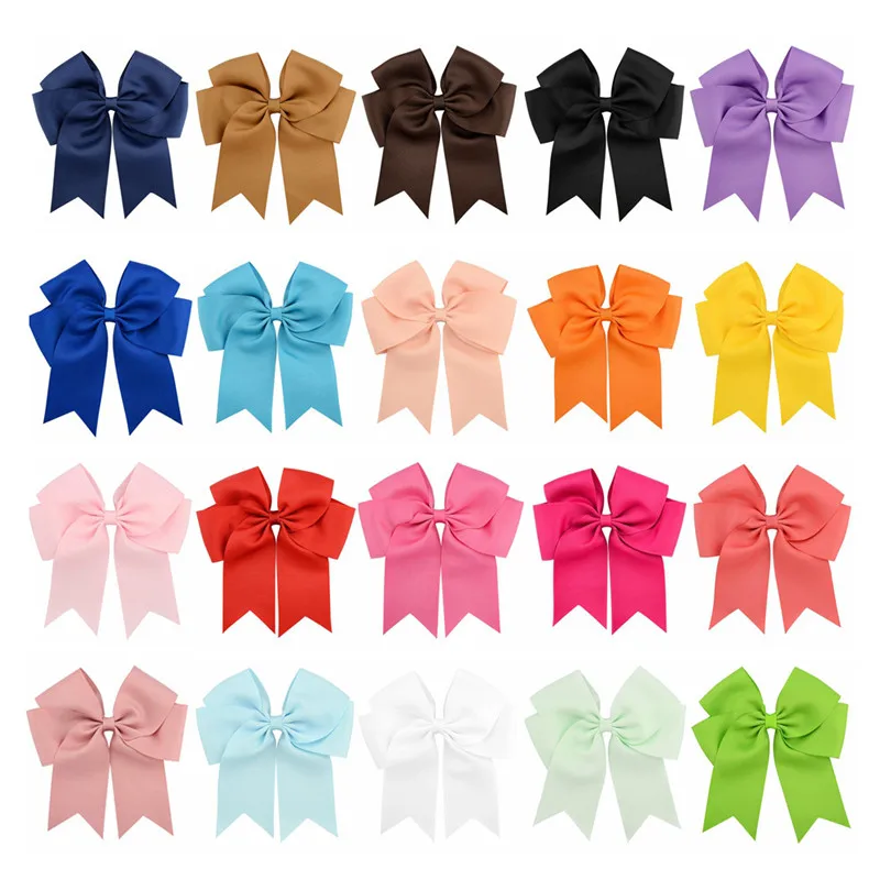 

BNWIGW 20pcs/set 6" Solid Color Grosgrain Silk Bow Boutique Cheer Bow Hair Clip For Kids Girl Hair Accessories Hairgrips