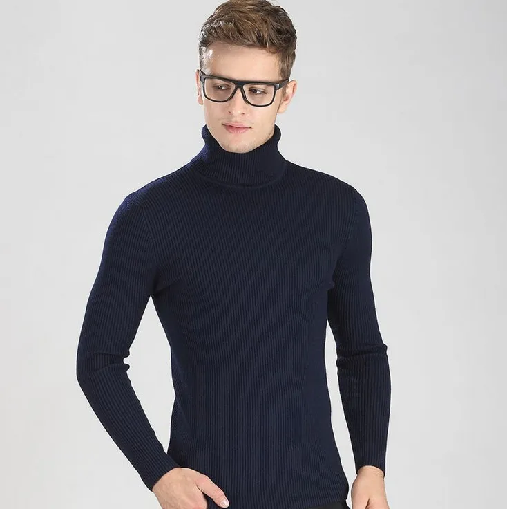 New arrive Men Turtleneck Sweater Autumn Fashion Slim Fit Men knitted ...