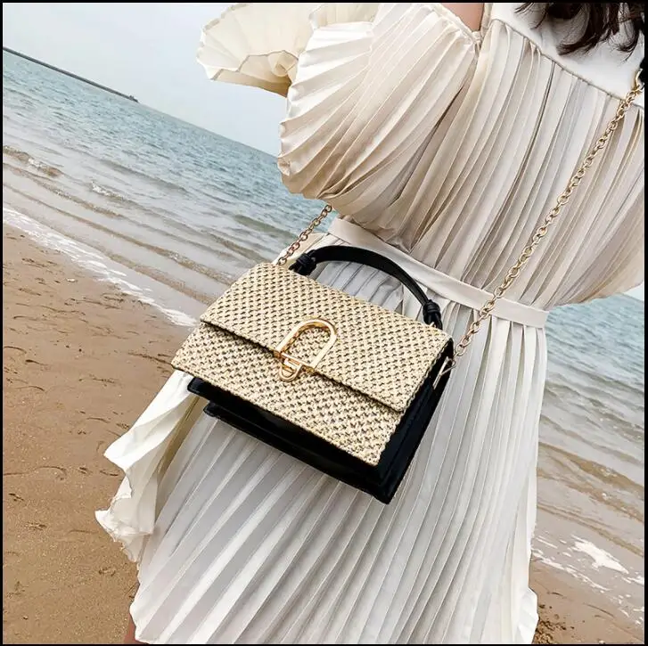 

Fashion Summer Straw Small bag Harujuku Chain Handbag Casual Crossbody Shoulder bag for Women carteras mujer de hombro y bolsos