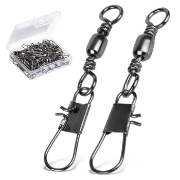 

DONQL 10/20/50pcs Rolling Swivel Fishing Connector Pin Bearing Interlock Snap 1#-14# Fishhooks Lures Carp Fishing Accessories