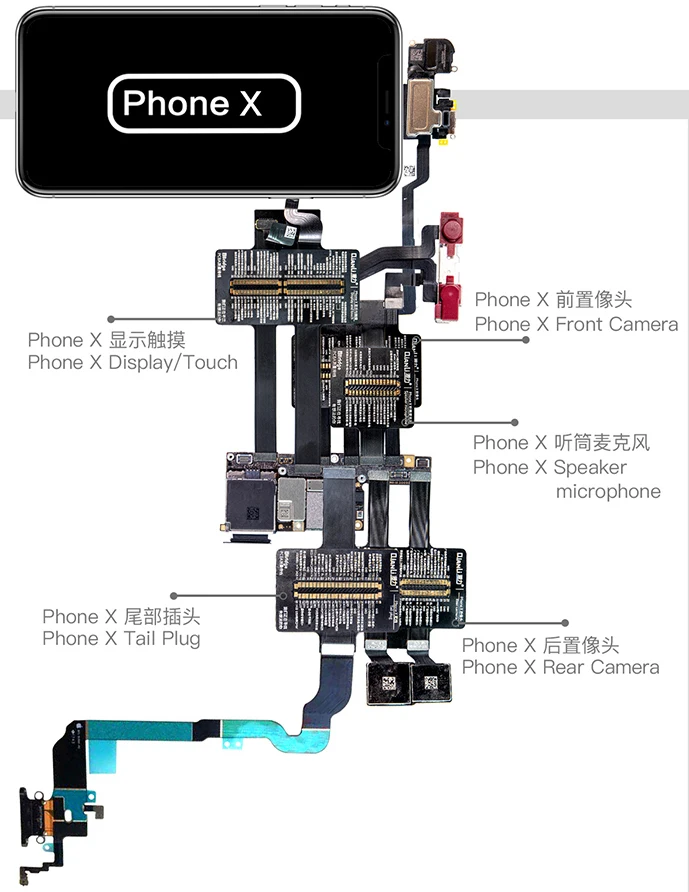QianLi iBridge FPC Тестовый Кабель для iphone X 6 6S 7 7P 8 8p материнская плата проверка неисправностей сенсорная Передняя Задняя камера отпечаток пальца