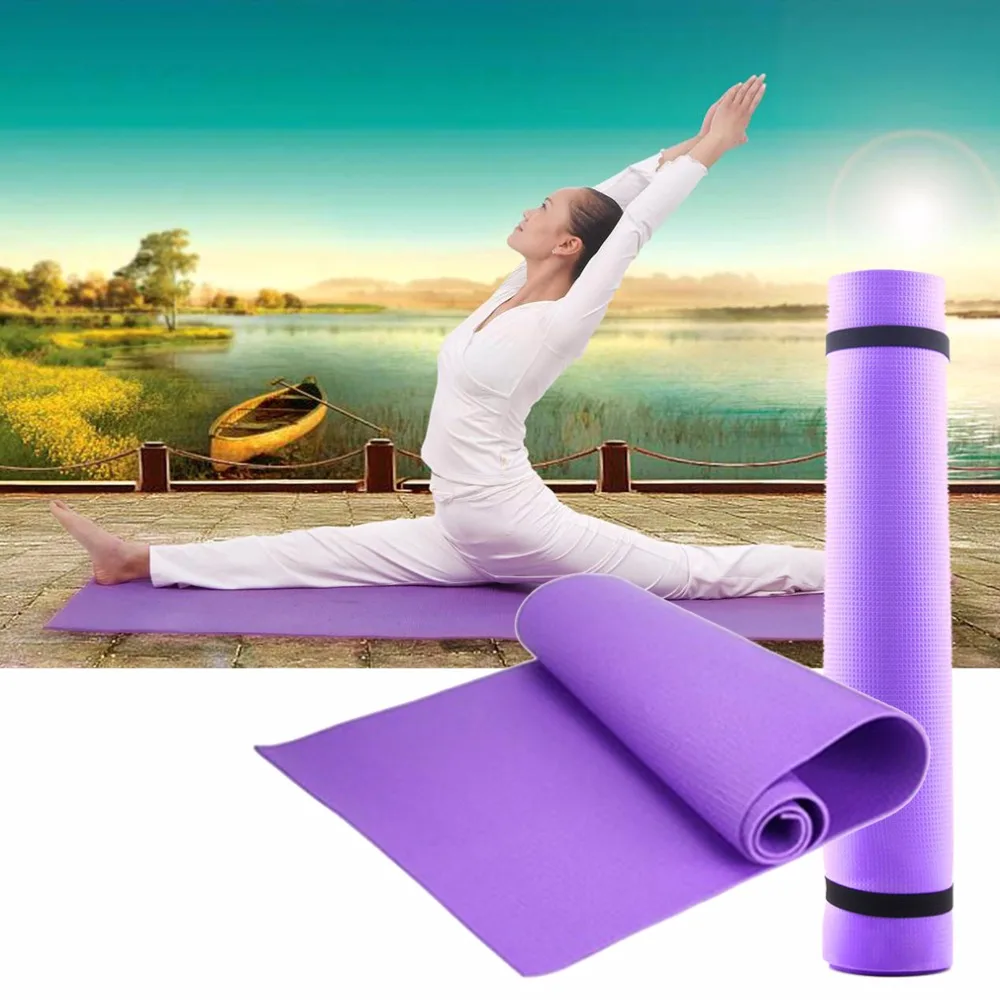 Purple 6mm Thick Non Slip Yoga Mat Exercise Fitness Lose Weight 68x24x0