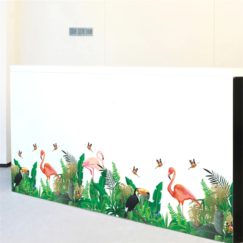 Страстный Фламинго цветок наклейки на стену домашний Декор Гостиная Спальня Мультфильм Настенная Наклейка с животными ПВХ Фреска Искусство Diy плакат