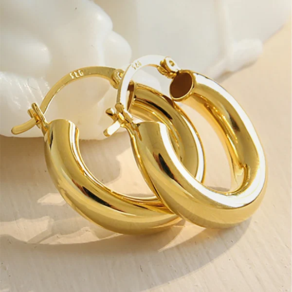 Корейский стиль 925 серебряные серьги Модные выразительные нежные круглые серьги-гвоздики хорошее ювелирное изделие для женщин - Цвет камня: Gold