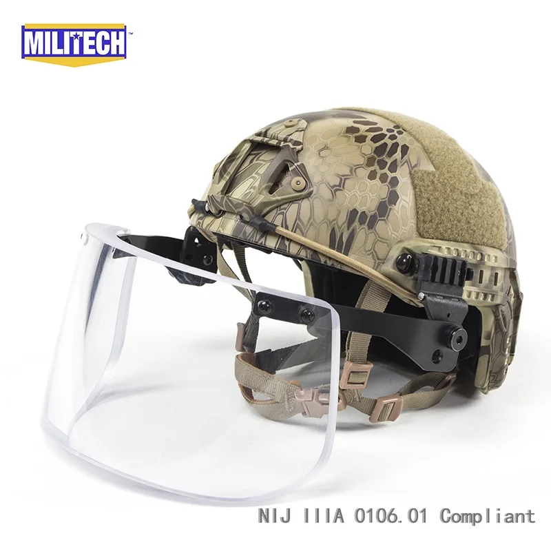 MILITECH AOR1 Deluxe NIJ IIIA БЫСТРО Пуленепробиваемый Шлем и комплект козырька Дело Пустыня цифровой камуфляж прочный шлем-пуля доказательство маска - Цвет: MEDIUM LARGE