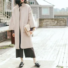 В режиме реального времени Корейский осенью и Новинка зимы узор Темперамент Длинная шерстяное пальто