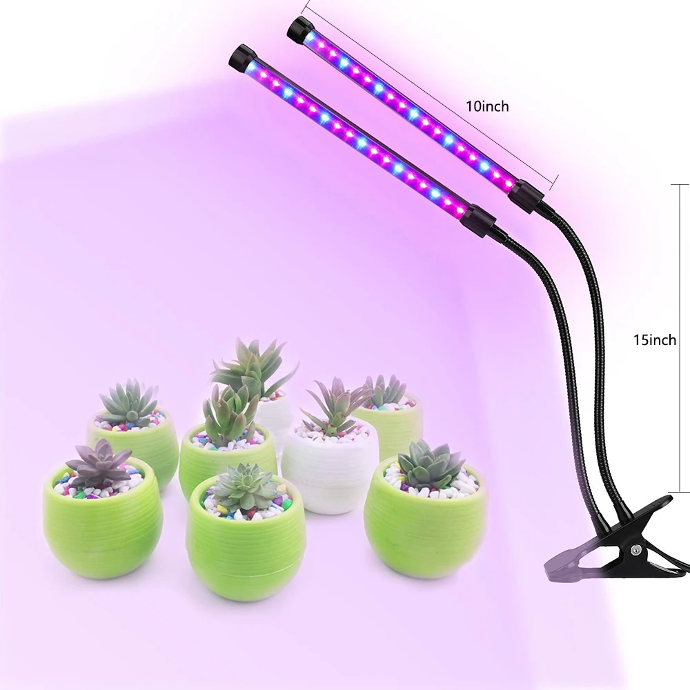 Светодио дный 18 Вт Светодиодная лампа для выращивания растений с двойной головкой с функцией синхронизации 360 градусов вращение комнатный