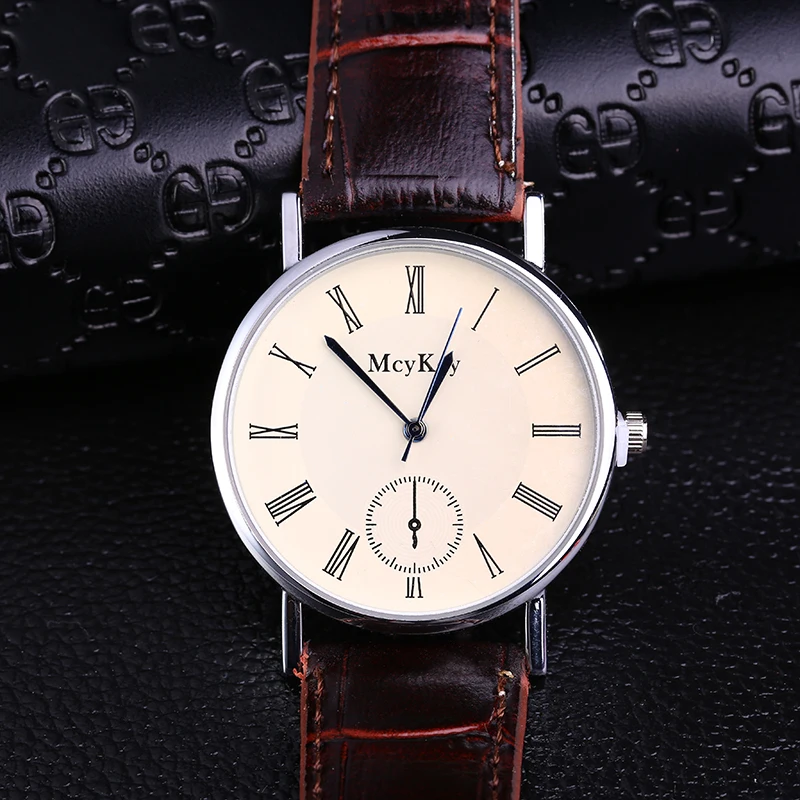 

2017 New men's fashion watches quartz watches luxury  casual men's clok PU watch strap relogio masculino MCYKCY