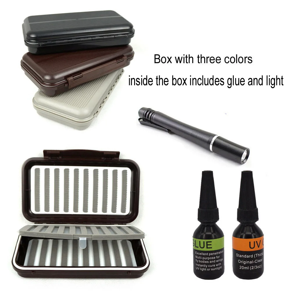 

UV Clear Glue Two Formula Thick And Thin 0.5W LED UV Power Light Packed in a Swing Leaf WaterProof Fly Boxes Fishing
